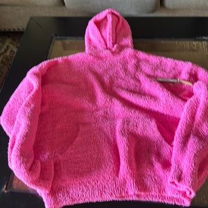 Kim Kardashian SKIMS Cozy Knit hot pink hoodie L/XL